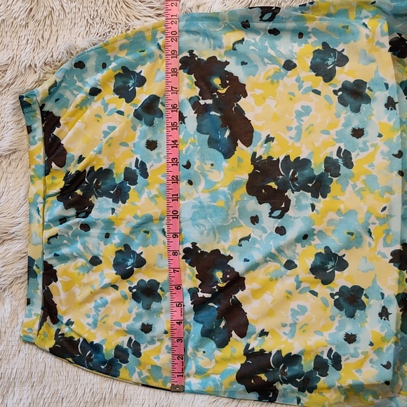 Y2K Vintage Cato Fairycore High-Low Skirt Yellow Aqua Floral Sheer Lined Size M - Picture 8 of 11